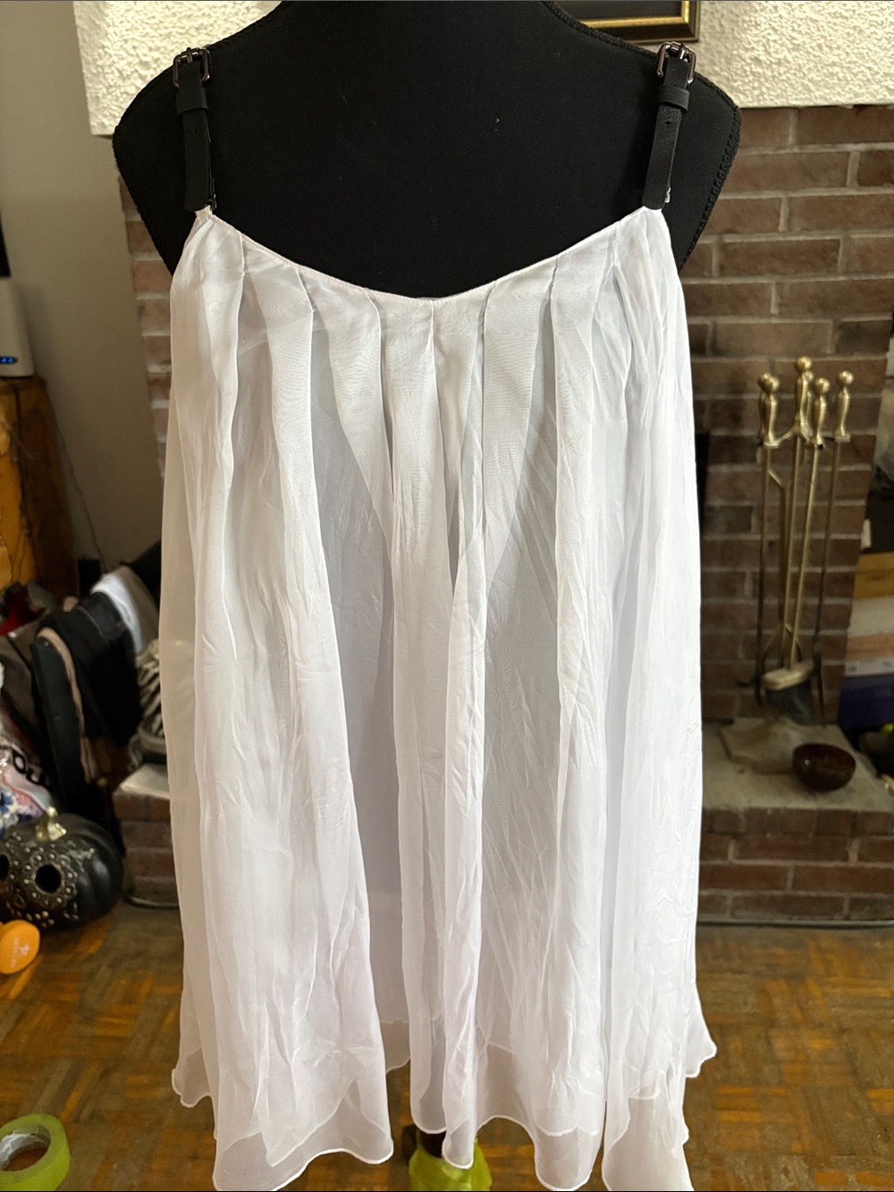 RUDSAK White Sheer Pleated Tank Top